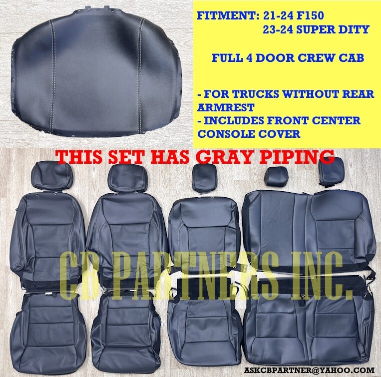 OEM FORD SUPER DUTY F250 F350  LEATHER SEAT UPHOLSTERY GRAY PIPING FIT 2023 2024