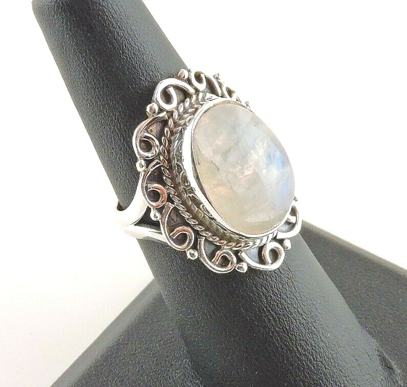 Sterling Silver 14 ct Oval Moonstone Ring | eBay
