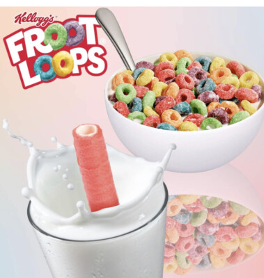 Fruit Loops Cereal Milk Straws 5 Count Kellogg s Drink 90s Y2k Kid Adult Candy