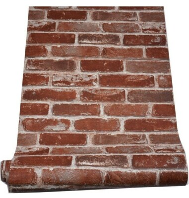 Blooming Wall Vintage Rust Faux Brick Textured Wallpaper for Livingroom Kitchen