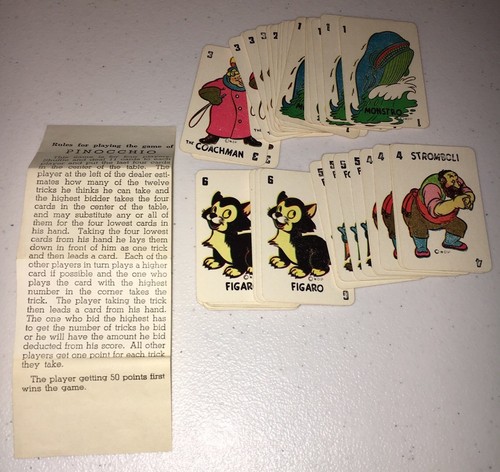 Vintage Pinocchio Miniature Card Game Walt Disney Russell Mfg