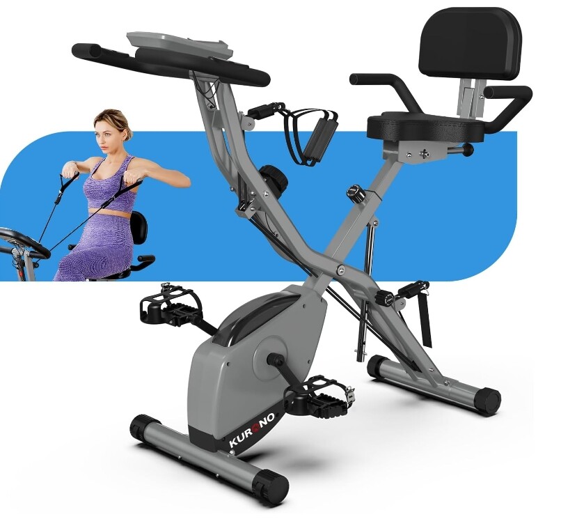 4 IN 1 Foldable Indoor Cycling Bike 330LB Capacity, 16-Level Magnetic Resistance