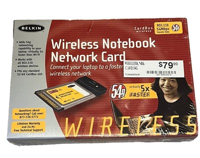 New Belkin Cardbus Wireless Notebook Network Card 802.11g Vintage Sealed