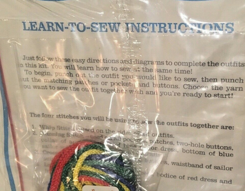 Lot 8 Sewing Cards BUTTERFIELD BEAR Dress and Lace-Up NIP Learn-to-Sew Vintage