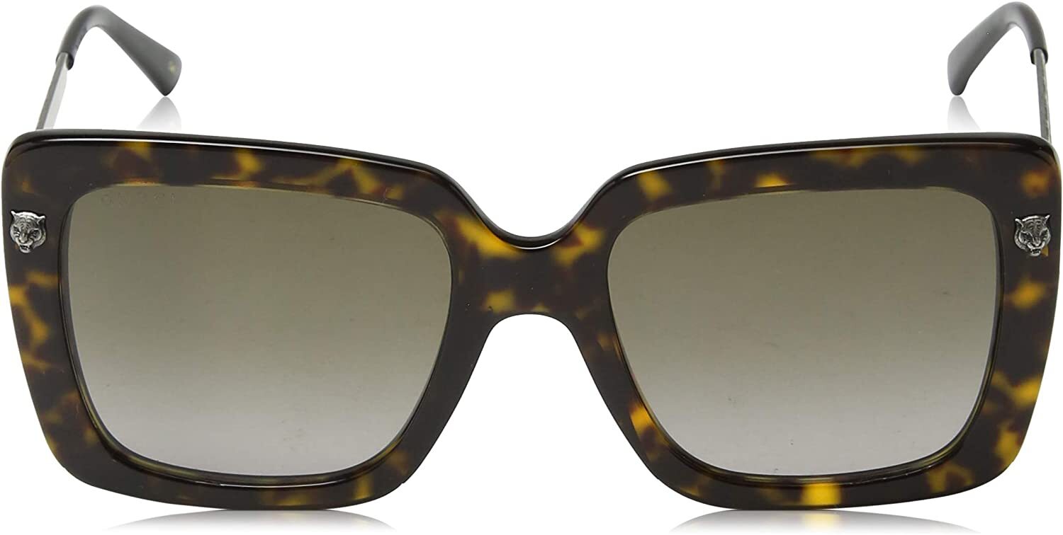 Pre-owned Gucci Sunglasses Gg0216s 002 53mm Dark Havana / Brown Lens