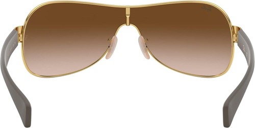Pre-owned Ray Ban Ray-ban Rb3471 Shield Sunglasses Gold/brown Gradient Dark Brown