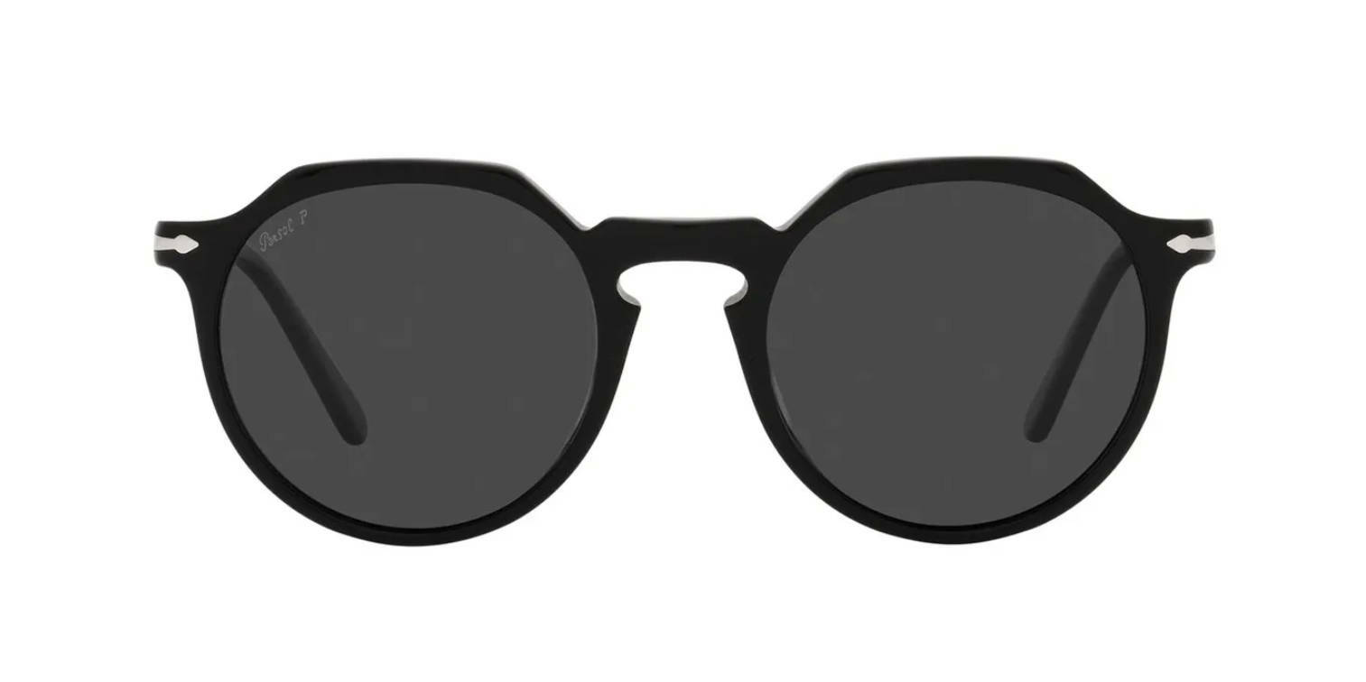 Pre-owned Persol Po 3281s Black/dark Grey Polarized (95/48) Sunglasses In Gray