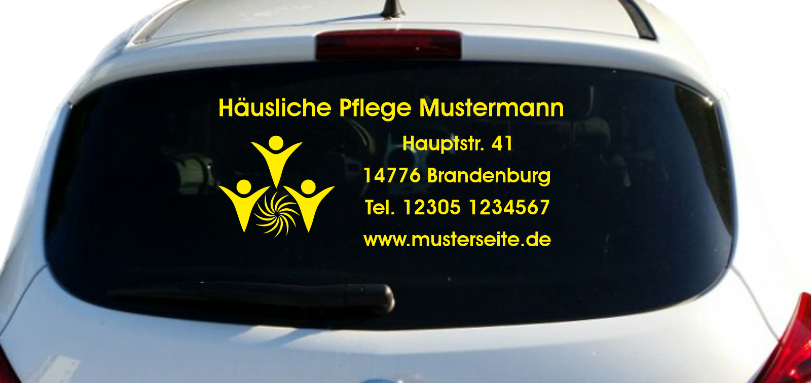 Werbung Autobeschriftung Logo Gesund Aufkleber Heckscheibe 5 Zeilen Breite 50 cm