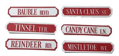 Dolls House Christmas Street Road Sign Holiday Wall Decoration 1:12 Printed Card