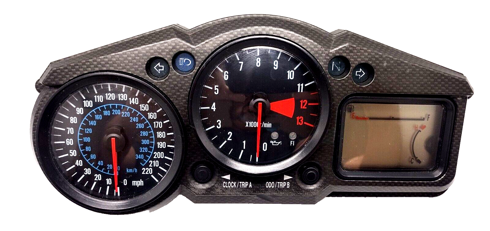 02-05 Kawasaki ZX12r Speedometer Tach Gauges Meter 220 MPH 02-05 Kawasaki ZX12r Speedometer Tach Gauges Meter 220 MPH