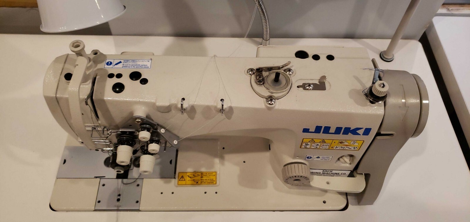 Juki LH-3528A Double Needle Lockstitch Industrial Sewing Machine Head and Table