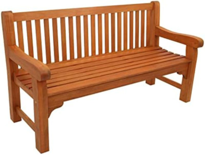 DEGAMO Panchina da giardino Coventry 3 posti, eucalipto marrone oliato, extra st