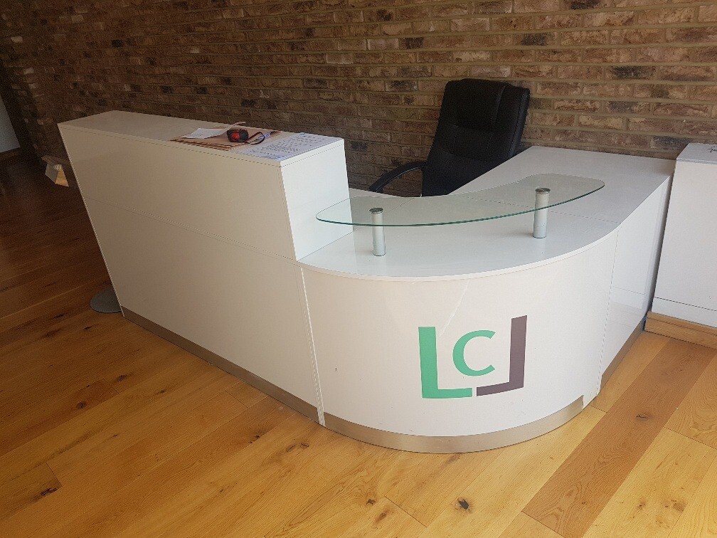 Reception Desk For Sale. White Gloss With Curved Glass Counter Top in Putney, London Gumtree
