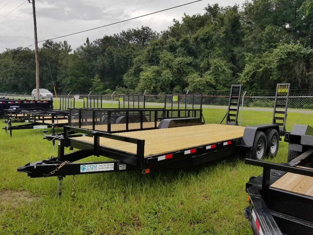 7X20 EQUIPMENT TRAILER, TANDEM AXLE 14,000 LB GVWR, RAMPS, USA MADE 7 FT X 20 FT