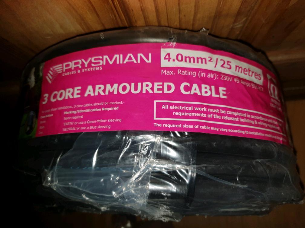 4mm / 3 Core Armoured Cable (25m) in Kingstanding, West Midlands Gumtree