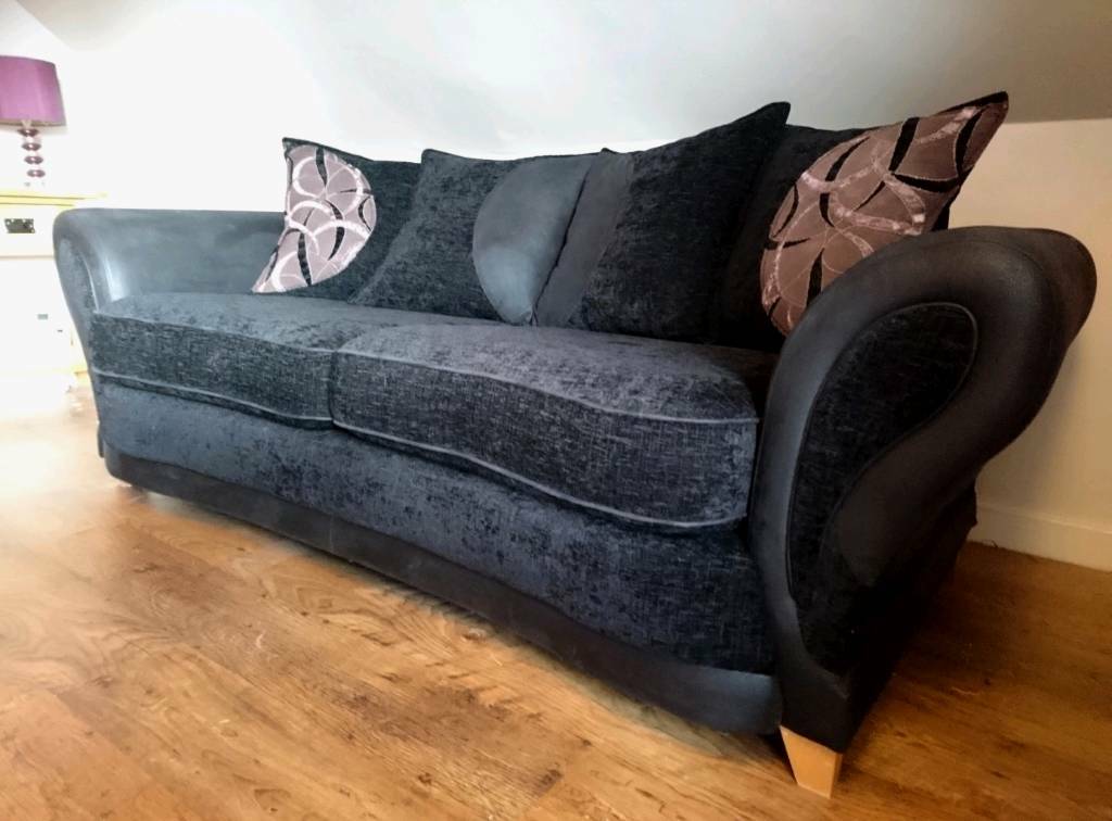 Super Comfy DFS Black fabric/leather 3 seater sofa DELIVERY in