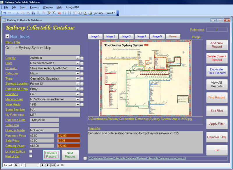 Railway Memorabilia Collector Image Database Software CDROM for Windows