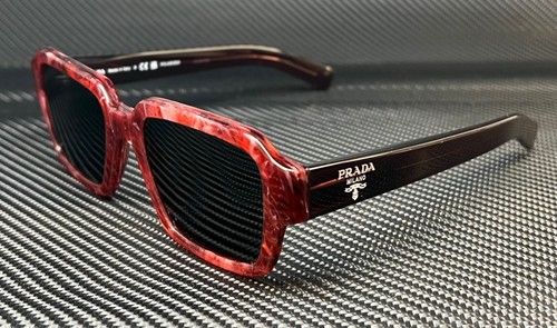 Pre-owned Prada Pr 02zs 15f08f Red Black Polarized Men's 52 Mm Sunglasses