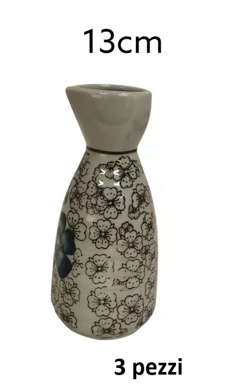 Set 3 Pezzi Decanter Sake Ceramica Orientale Fiori bal