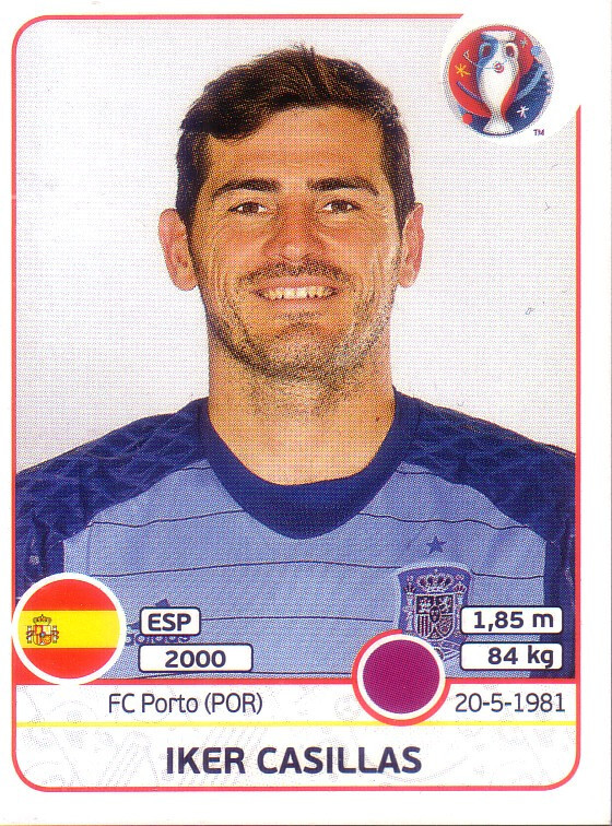 Sticker Panini Uefa Euro 2016 Iker Casillas Espagne # 353