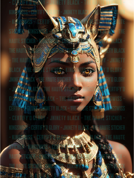 AI Art Digital Image Photo Wallpaper Background, Egyptian Goddess Bastet, Woman