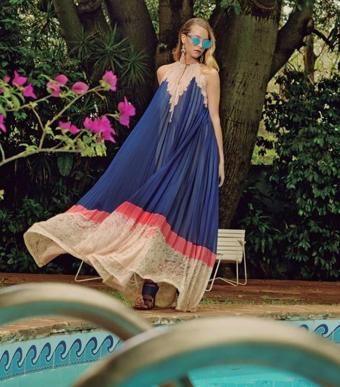 Pre-owned Bcbgmaxazria Bcbg Maxazria Dress Gown Blue Beige Xxs Xs S M 0 2 4 6 8 10 12 Breena Lace