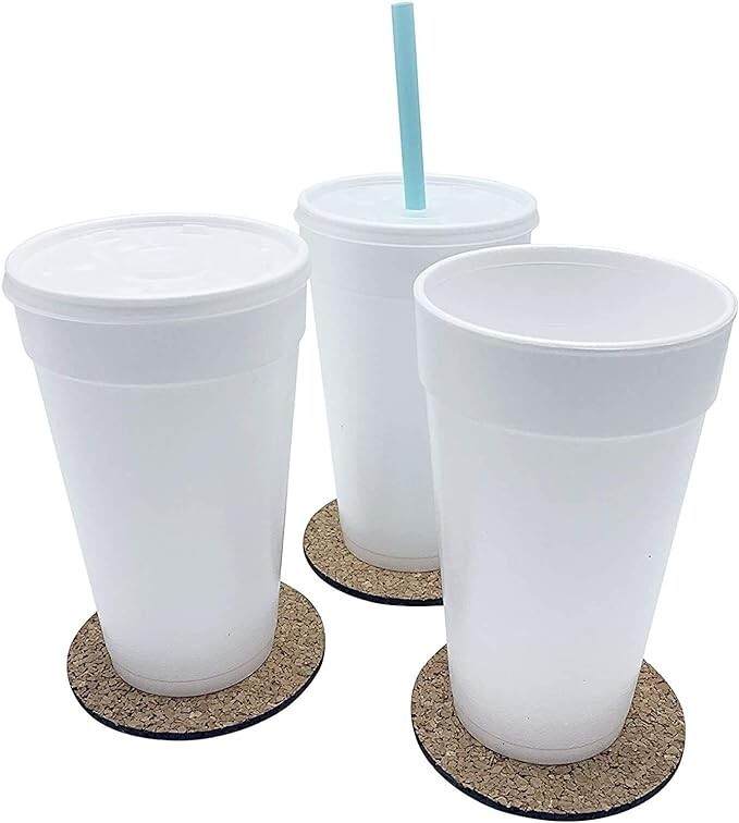 Disposable Foam Coffee Cups Hot Drink Beverage to Go 20 Ounce 50/Case with Lids
