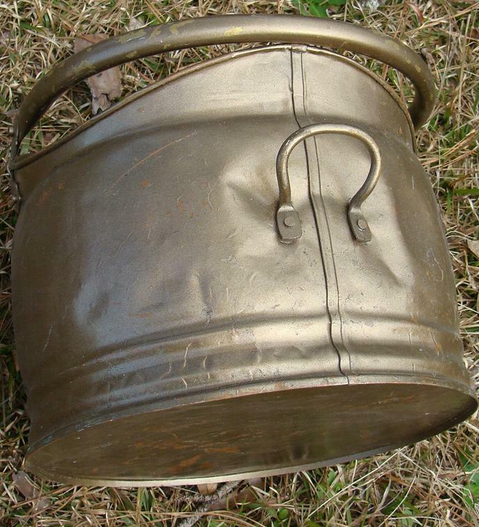 VINTAGE HANDMADE by Tinsmith Copper/Brass Coal Scuttle Ash Bucket-AUGUSTA, GA.