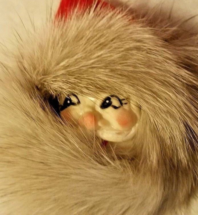 Santa Clause Fur Pin Brooch Hand Crafted Brooch
