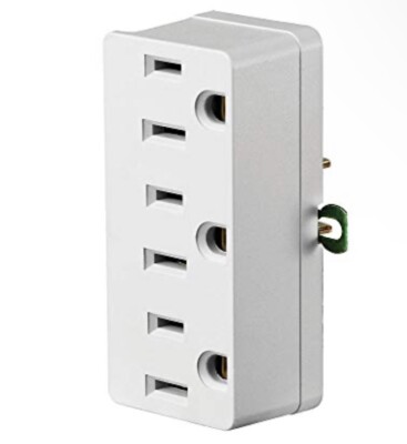 Leviton 002-00698-00W 15A 125V 2-Pole 3-Outlet White Grounded Outlet Adapter
