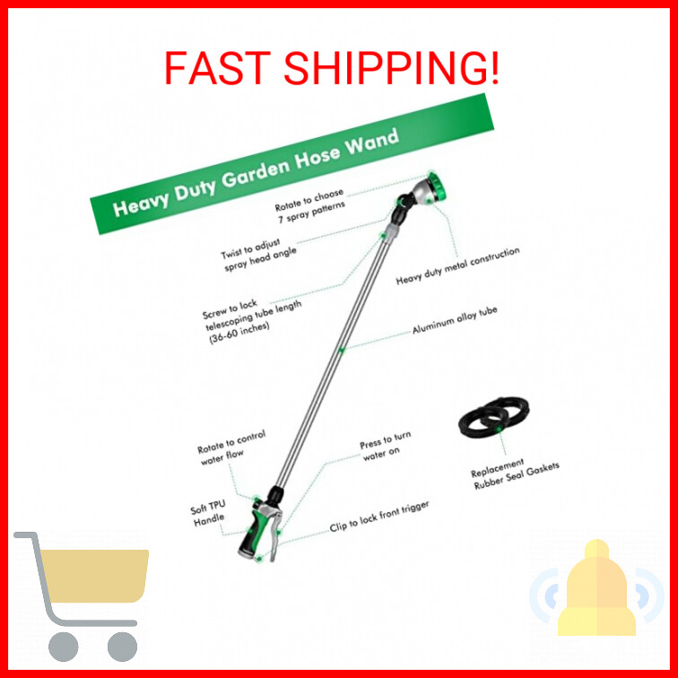 RESTMO 36&rdquo;-60&rdquo; (3ft-5ft) Metal Watering Wand, Long Telescopic Tube | 180&deg; Adjust