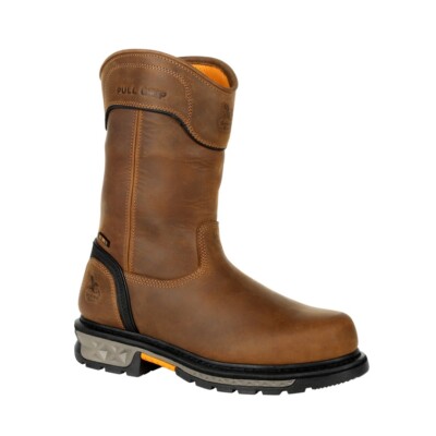 Pre-owned Georgia Boot Mens Carbo-tec Ltx Waterproof Composite Toe Pull On Boot Gb00394 In Brown And Black