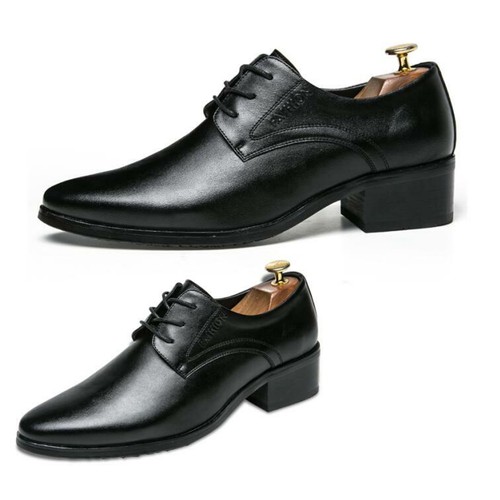 Herrenschuhe Hoher Absatz Business Schuhe Spitze Zehe Schnurer Schwarz Bankett L Ebay