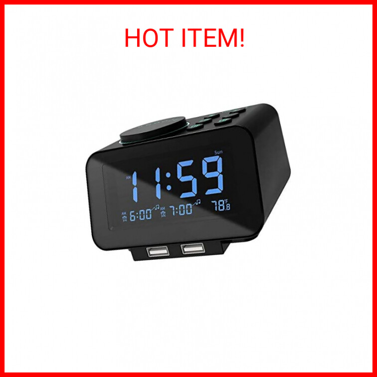 USCCE Digital Alarm Clock Radio - 0-100% Dimmer, Dual Alarm with Weekday/Weekend