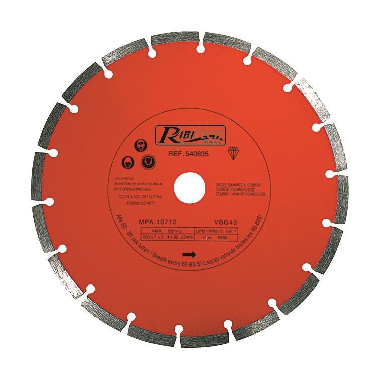 DISCO DIAMANTATO SEGMENTATO Ø 230 mm PER MATERIALI DA COSTRUZIONE RIBITECH