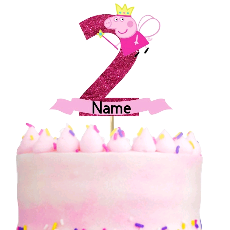 Personalised Glitter Peppa Pig Cake Topper Posted In Holyhead
