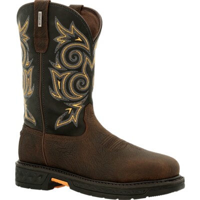 Pre-owned Georgia Boot Mens Carbo-tec Lt Steel Toe Waterproof Pull-on Work Boot Gb00437 In Brown/navy
