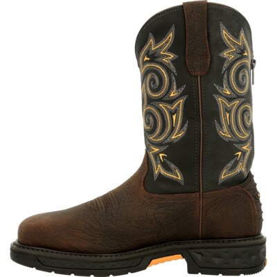Pre-owned Georgia Boot Mens Carbo-tec Lt Steel Toe Waterproof Pull-on Work Boot Gb00437 In Brown/navy
