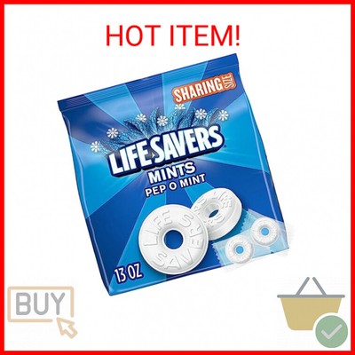 LIFE SAVERS Pep-O-Mint Breath Mints Hard Candy, Sharing Size, 13 oz Bag