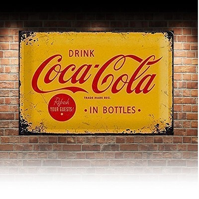 Blechschild x30 Coca Cola Flasche Werbung Reklame Plakat Bar Kneipe Cafe Disco Reklame Werbung Sammeln Seltenes Reklame Werbung