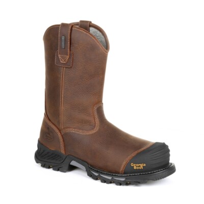 Pre-owned Georgia Boot Rumbler Composite Toe Waterproof Pull- On Work Boot Gb00286 In Brown