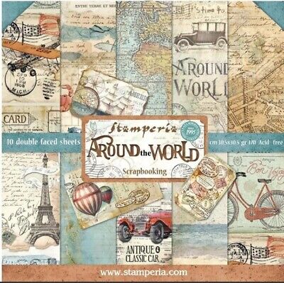 Stamperia AROUND THE WORLD 12x12 Double-Sided Paper Pad - Scrapbook Paper 10/pcs