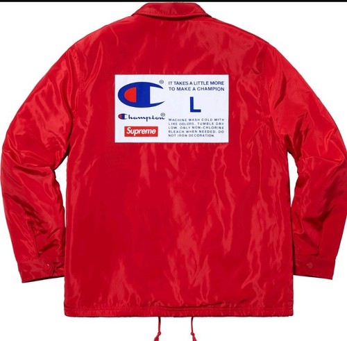 SUPREME F W 18 CHAMPION Label Coaches Jacket Red Large