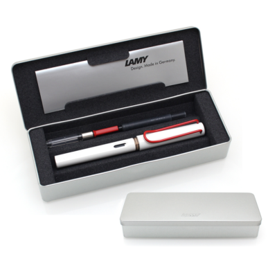 LAMY サファリ 万年筆 ホワイトレッドクリップ 漢字ニブ 2022