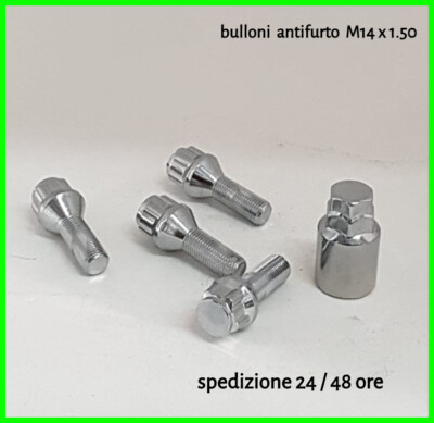 kit bulloni antifurto cerchi audi a3 a4 a1 s3 golf polo mercedes seat m14 x 1.50