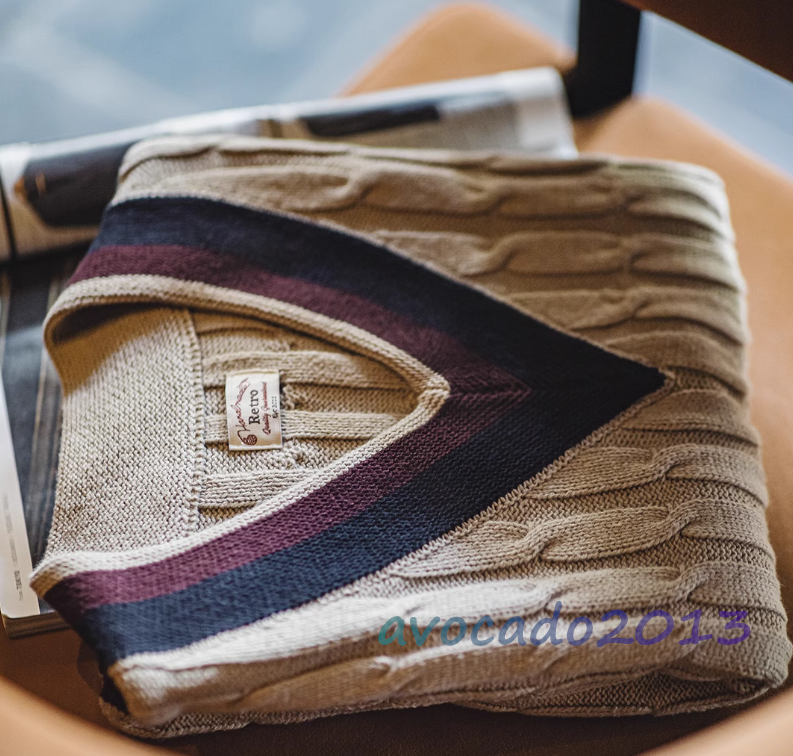 Maden Mens Vintage IVY Knitted V-neck Sweater Vest Sleeveless Preppy Autumn Vest