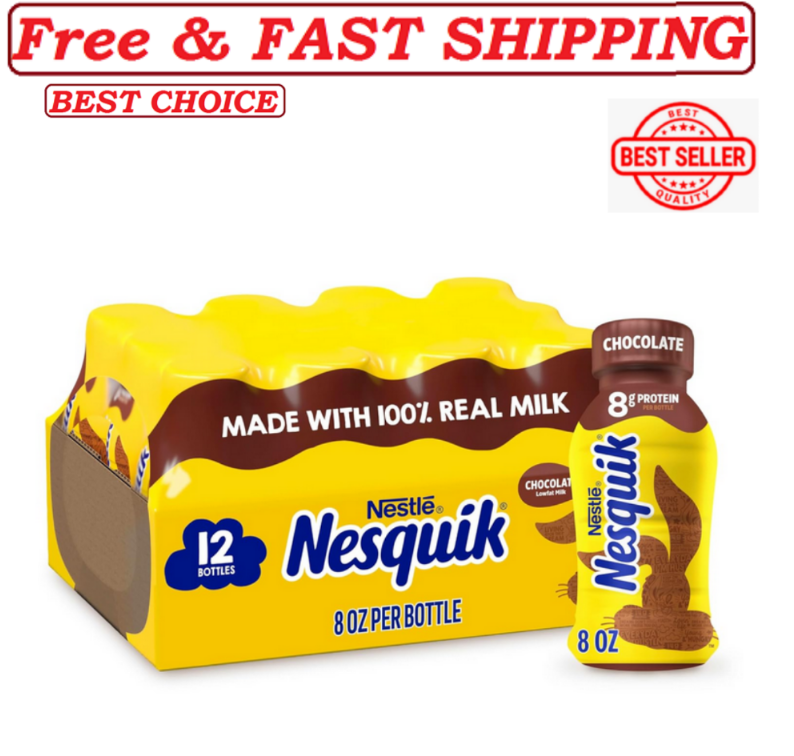 Nesquik Chocolate Lowfat Milk Ready to Drink 12 Pack of 8 fl oz.