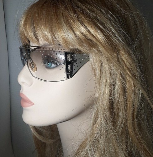 Fendi Vintage Rhinestone temple blinders lens half rimless