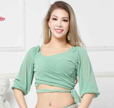 Belly Dance Performance Suit Winter Half Sleeves Top & Trousers for Women