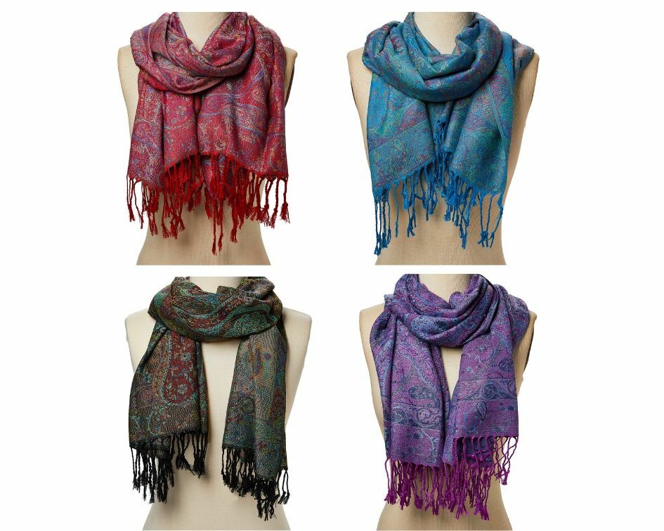 Women Pashmina Shawl Wrap Soft Acrylic Scarf Paisley Cashmere Scarves Stole